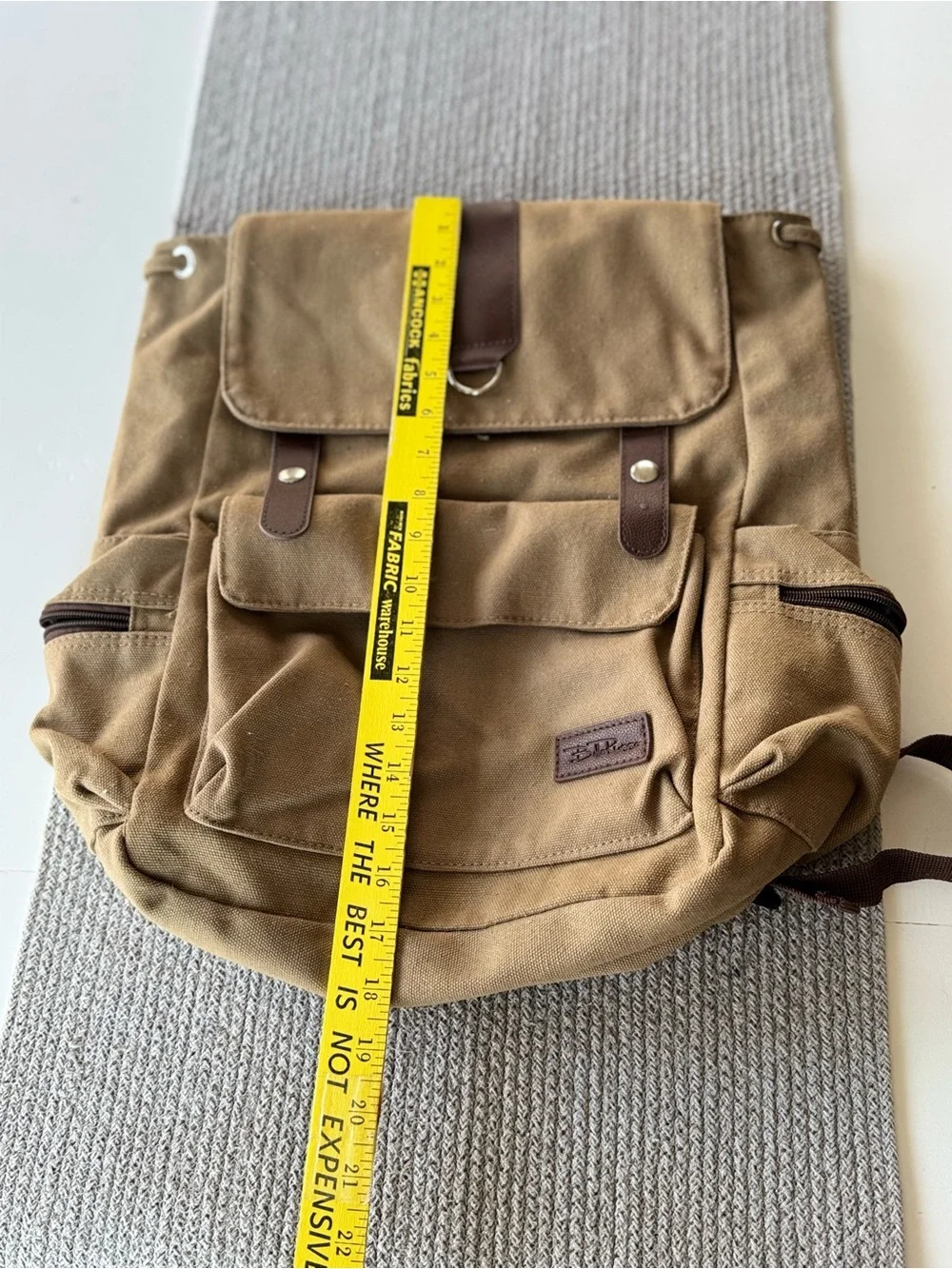 Bella Russo Tan Brown Nylon Drawstring Backpack